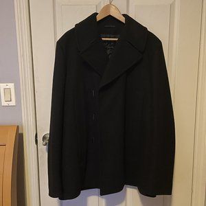 GIVENCHY Men's Black Virgin Wool Open Coat L 50